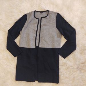 NWT Talbots Navy Gray Long Open Sweater